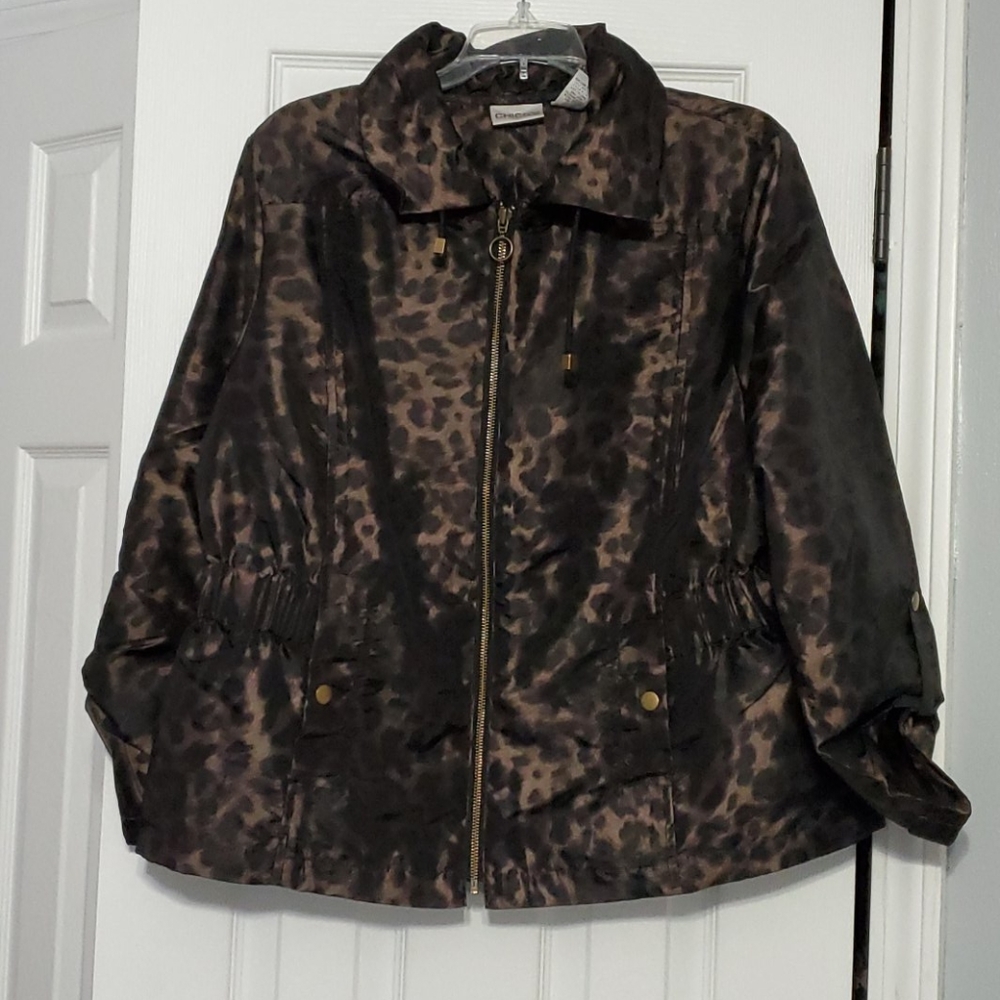 Chico's leopard print wind jacket sz 2